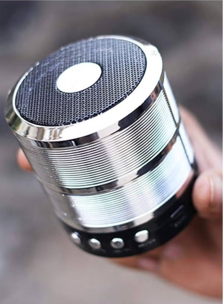 Mini Portable WS-887 Wireless Bluetooth Speaker with FM And Micro-SD Card Slot for All Smartphones Silver - Image 2