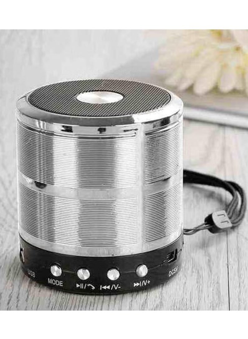 Mini Portable WS-887 Wireless Bluetooth Speaker with FM And Micro-SD Card Slot for All Smartphones Silver - Image 1
