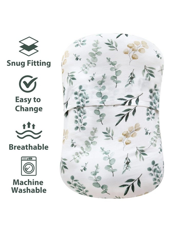 LifeTree Muslin Baby Lounger Cover Neutral, Newborn Slipcover Lounger Cover For Boys Girls Infant, Soft 70% Viscose From Bamboo And 30% Cotton, Cover Only, Eucalyptus Pattern  - Image 2