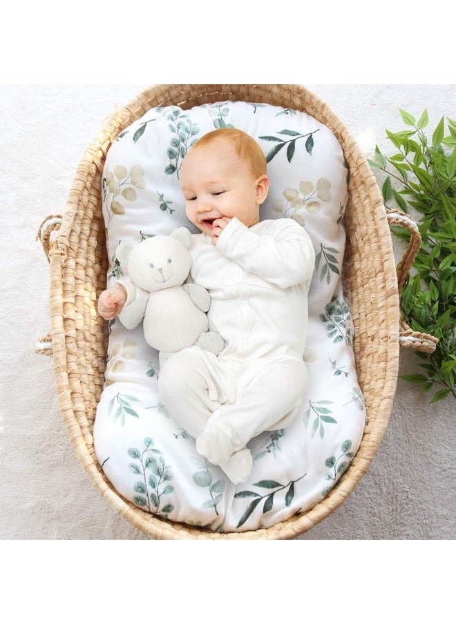 LifeTree Muslin Baby Lounger Cover Neutral, Newborn Slipcover Lounger Cover For Boys Girls Infant, Soft 70% Viscose From Bamboo And 30% Cotton, Cover Only, Eucalyptus Pattern  - Image 5