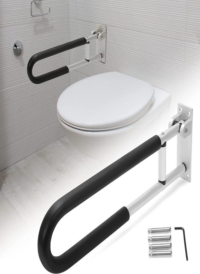 HECASA Toilet Grab Bar 23.6 Inch Flip Up Handicap Grab Bars Rails Folding Support for Elderly Disabled Pregnant Woman Bathroom Shower Safety Toilet Safety Rail - Image 1