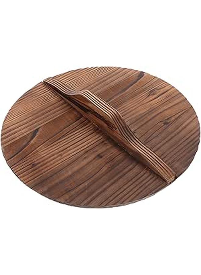 26cm Carbonized Fir Wood Wok Lid With Heat Resistant Handle For Home Kitchen - Image 1