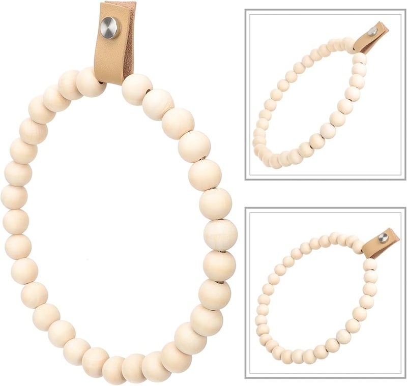 Farmhouse Wooden Bead Towel Rack Wall Mounted Bathroom Towel Holder Bohemian Decor - Image 4