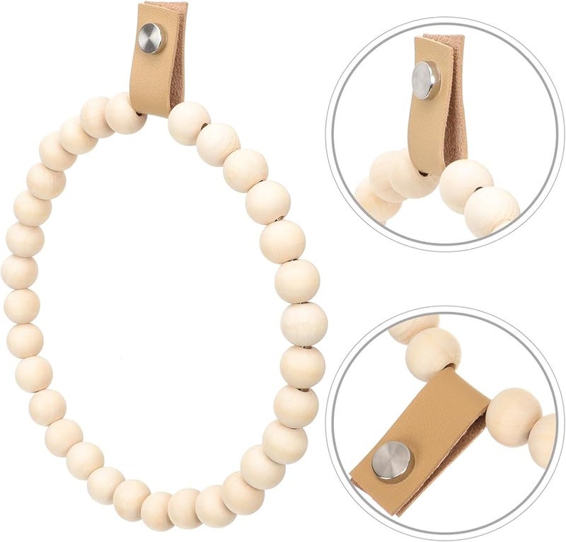 Farmhouse Wooden Bead Towel Rack Wall Mounted Bathroom Towel Holder Bohemian Decor - Image 3