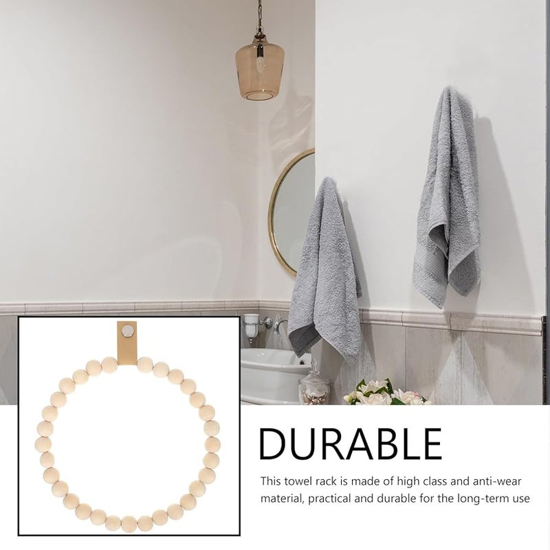 Farmhouse Wooden Bead Towel Rack Wall Mounted Bathroom Towel Holder Bohemian Decor - Image 5
