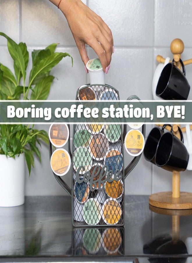 Made Easy Kit Coffee Pod Organizer - Home Coffee Bar Functional Décor - Café Station Countertop Storage Accessories (Cactus) - Image 2