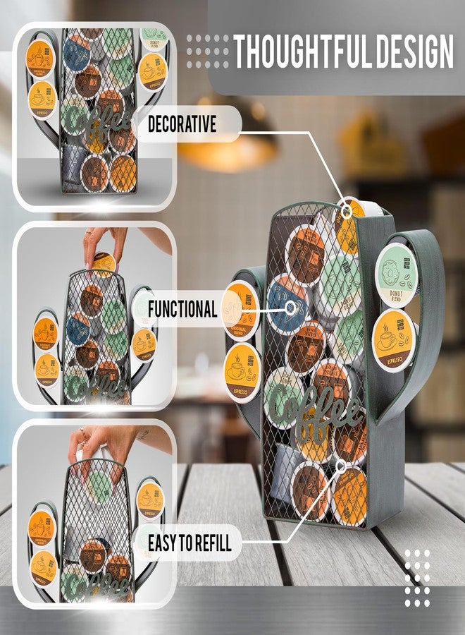 Made Easy Kit Coffee Pod Organizer - Home Coffee Bar Functional Décor - Café Station Countertop Storage Accessories (Cactus) - Image 3
