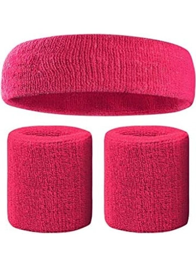 إسكدنيا Sweatband Set Sports 1PC Headband 2PC Wristband Moisture Wicking Absorbing Towel