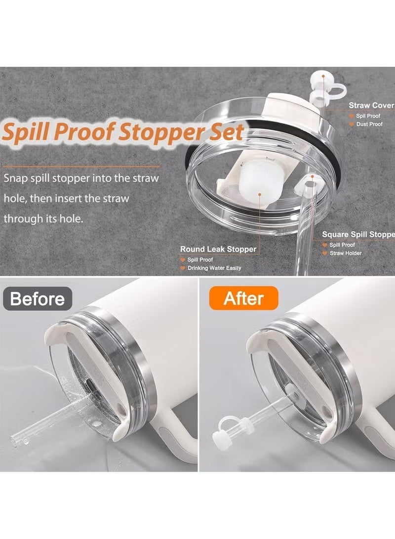 10 PCS Stanley Cup Accessories Set Including 6 Pcs Silicone Spill Proof Stopper, 3 Pcs 10mm Flower Straw Cover Cap, 1 Pcs Bling Silicone Boot Sleeve for Stanley Cup Stanley 40oz & 30oz Tumbler - Image 3