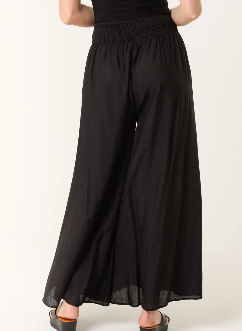بلو فانيلا Wide Leg Embellished Linen Trousers