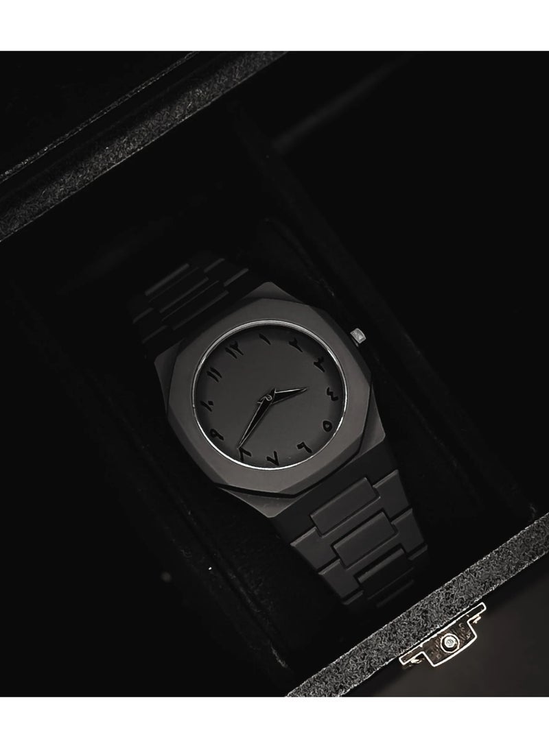 AURA Minimalist Black Analog Aura Watch with Bold Arabic Numerals – Pack of 3 for AED 99 | Ultra-Thin Lightweight Design, Water-Resistant, Genuine Leather Strap, Unisex for Men & Women, Perfect Matching Set for Couples, Friends & Gift Box Included - Image 1