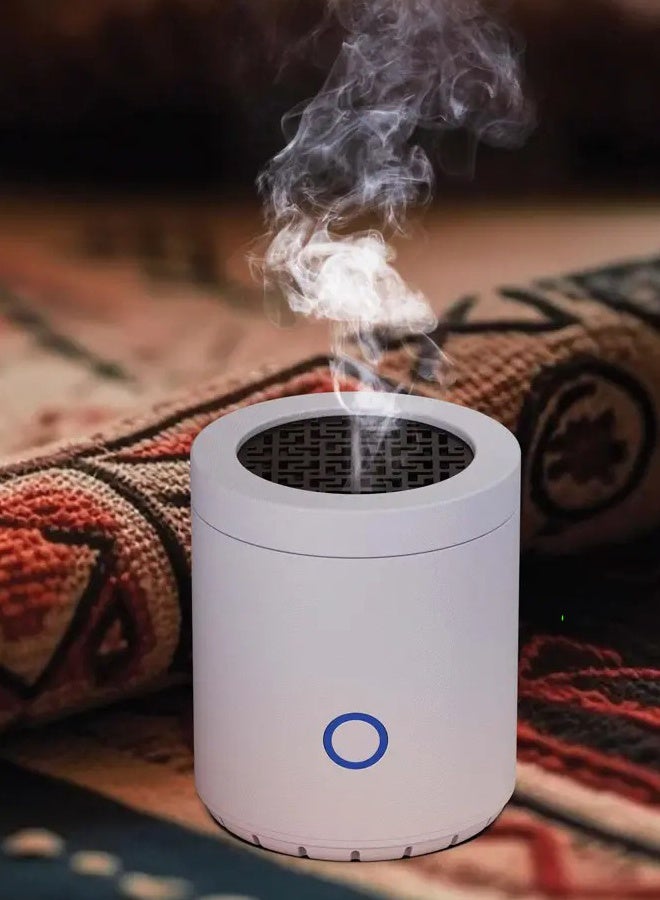 جاجيك Dune Bakhour Mini Incense Burner in White | Fast 30-Second Incense Heating | Rechargeable Battery with USB Type-C Charging | High-Heat 300–400°C Flameless Design | Portable & Safe Electric Bukhoor Burner for Home, Office, Car & Travel - Image 3