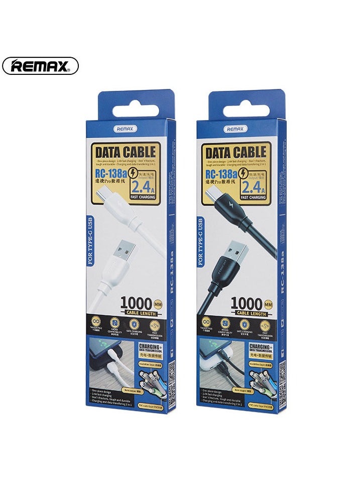 REMAX Type C Data Cable 1m A to USB C Data Cable for Samsung Galaxy MacBook Pro Huawei MateBook Pro iPad Mini 6 High Quality Data Cable White  - Image 3