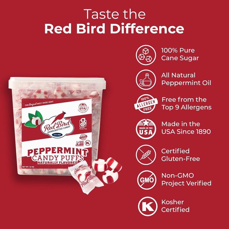 Red Bird حلوى النعناع الناعمة من ريد بيرد - خالية من الغلوتين، حلوى ملفوفة بشكل فردي، 52 أونصة - Image 3