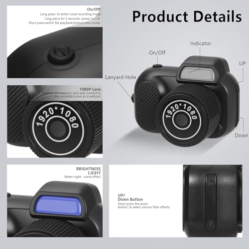 AiTechny Mini Digital 128 GB Camera, Spot Shooting, Compact, Small, LCD Display, Card, Monorreflexes, Portable Video Recorder, Operation, Keychain, Memory, Photography, Vlogging, - Image 4