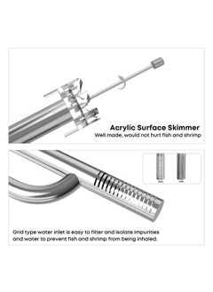 FZONE Aquarium Stainless Steel Skimmer Lily Pipes Inflow and Outflow with Spin Skimmer and Adjustable Rod for Aquarium Filter 5/8''(16/22mm) Tubing - pzsku/Z51CE17A4227A2631F549Z/45/_/1737032059/6d9d9d40-2db0-4800-864e-fcea44638c8a