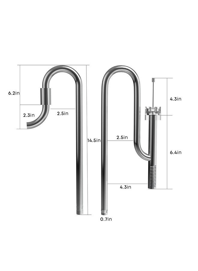 FZONE Aquarium Stainless Steel Skimmer Lily Pipes Inflow and Outflow with Spin Skimmer and Adjustable Rod for Aquarium Filter 5/8''(16/22mm) Tubing - Image 2