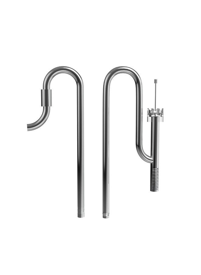 FZONE Aquarium Stainless Steel Skimmer Lily Pipes Inflow and Outflow with Spin Skimmer and Adjustable Rod for Aquarium Filter 5/8''(16/22mm) Tubing - Image 1