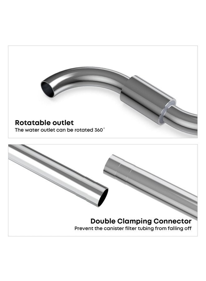 FZONE Aquarium Stainless Steel Skimmer Lily Pipes Inflow and Outflow with Spin Skimmer and Adjustable Rod for Aquarium Filter 5/8''(16/22mm) Tubing - Image 3