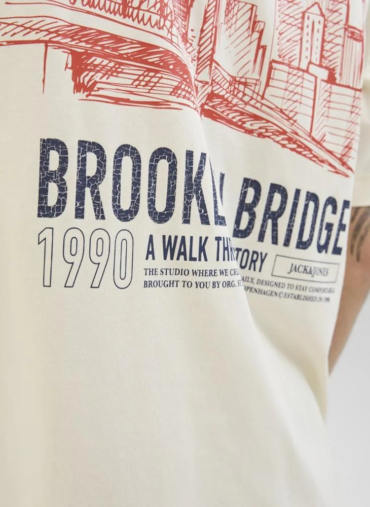 JACK & JONES Printed Crew Neck T-Shirt