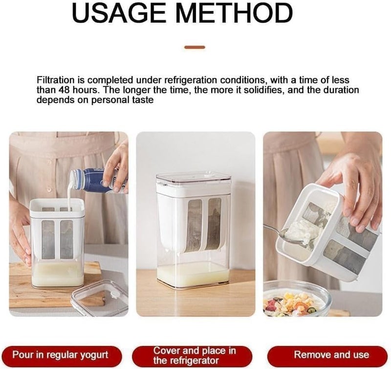 Fennec Mart Hung Curd Strainer Box | Curd Maker and Greek Yogurt Maker - 1100ml Fine Mesh Strainer with Lid | Multifunctional Yoghurt Filter | Curd Maker for Home | Whey Separator - Image 3