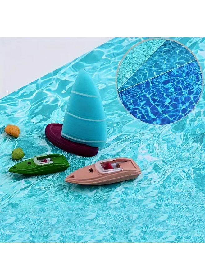 Light Blue Paper Water Pattern Stickers 3pcs For DIY Architectural Model Crafting - Image 2