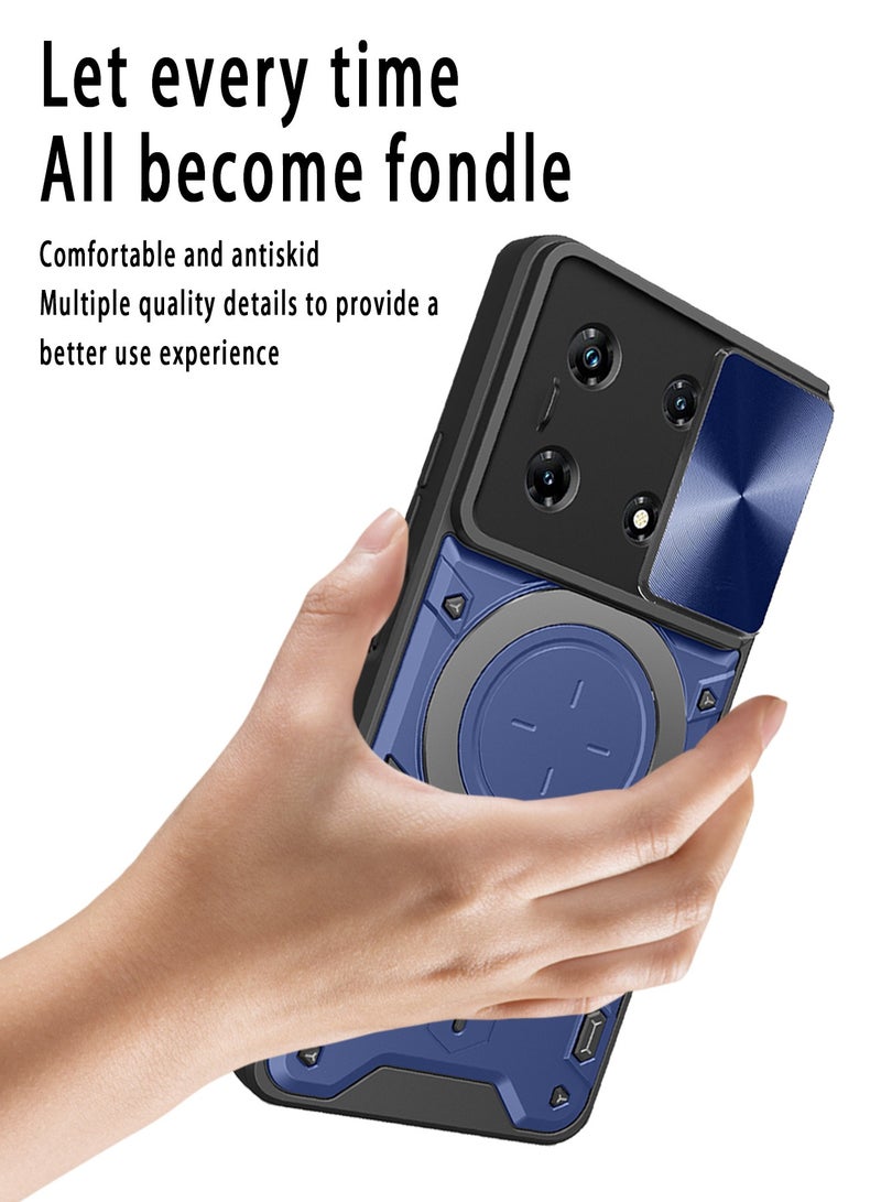 X-level Compatible with Infinix Note 30 Pro 4G Case with 360 Degree Rotatable Magnetic Ring Stand,[Compatible with Mag-Safe][Slide Camera Cover] Military Grade Heavy Duty Protective Case (Blue) - Image 3