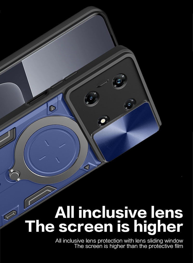 X-level Compatible with Infinix Note 30 Pro 4G Case with 360 Degree Rotatable Magnetic Ring Stand,[Compatible with Mag-Safe][Slide Camera Cover] Military Grade Heavy Duty Protective Case (Blue) - Image 4