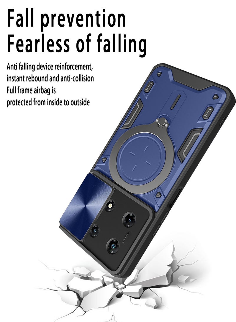 X-level Compatible with Infinix Note 30 Pro 4G Case with 360 Degree Rotatable Magnetic Ring Stand,[Compatible with Mag-Safe][Slide Camera Cover] Military Grade Heavy Duty Protective Case (Blue) - Image 2