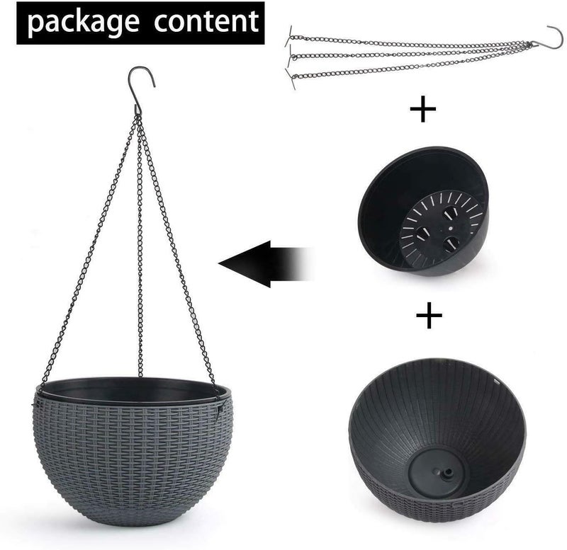 AASHU Hanging Flower Pot Wall Hanging Plastic Container for Outdoor Balcony Planters for Home Decor, Pots planters for Balcony, Planter Basket with Chain Flower Pot (10 inch) Pack of- 2 Pcs - Image 2