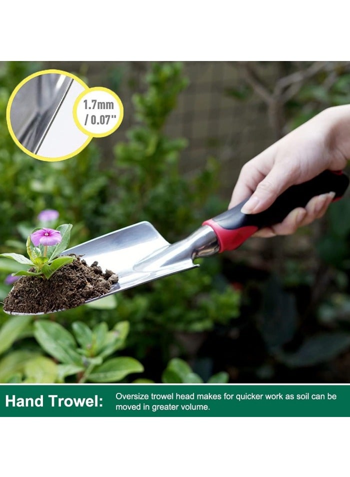 Generic Garden Tool Set with Non-Slip Rubber Handle, 3 Piece Cast-Aluminum Heavy Duty Gardening Kit Includes Hand Trowel, Transplant Trowel and Cultivator Hand Rake - Image 5