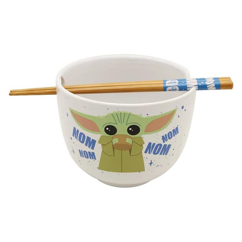 Toynk Star Wars Mandalorian Nom Nom Child 20 Ounce Ceramic Ramen Bowl w/ Chopsticks