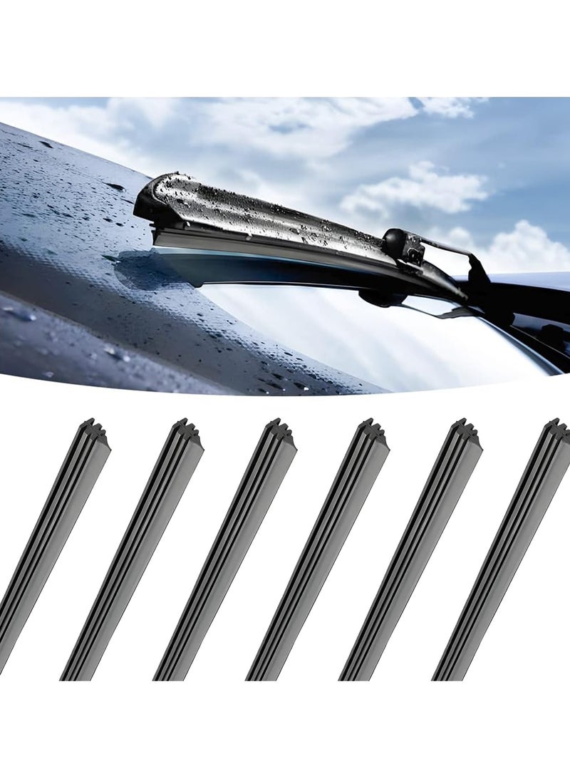 Oasisgalore 6PCS Windshield Wiper Strips: Rubber Refill, Auto Adjustable, DIY Boneless Windscreen Blade Refills  - Image 1