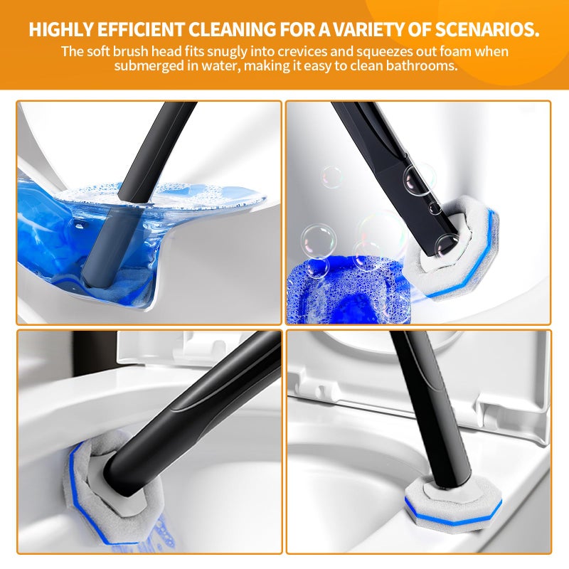 FAMYLI Disposable Toilet Brush - Toilet Bowl Cleaner, Toilet Cleaning Supplies, Toilet Brush with Holder, Toilet Bowl Cleaner Wandsï¼Œ40 Refills for Toilet Cleaning and Hygienic Bathroom Maintenance - Image 4