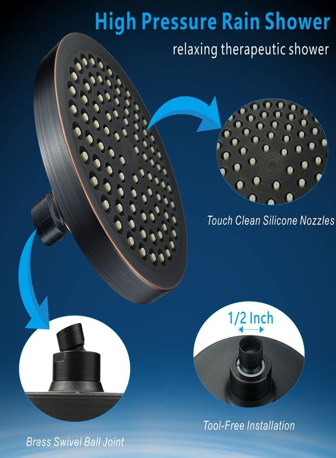 Nuodan High Pressure Rain Shower Head with Arm - High Flow Rainfall Showerhead - Luxury Modern Look - Pressure Boosting (6" Shower Head with 6" Arm, Oil Rubbed Bronze) - Image 4