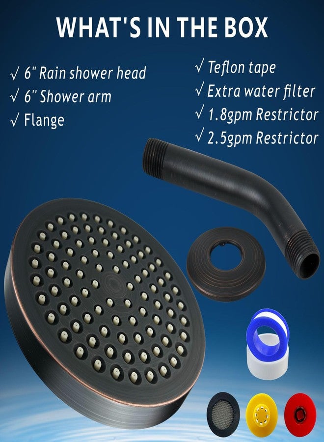 Nuodan High Pressure Rain Shower Head with Arm - High Flow Rainfall Showerhead - Luxury Modern Look - Pressure Boosting (6" Shower Head with 6" Arm, Oil Rubbed Bronze) - Image 3