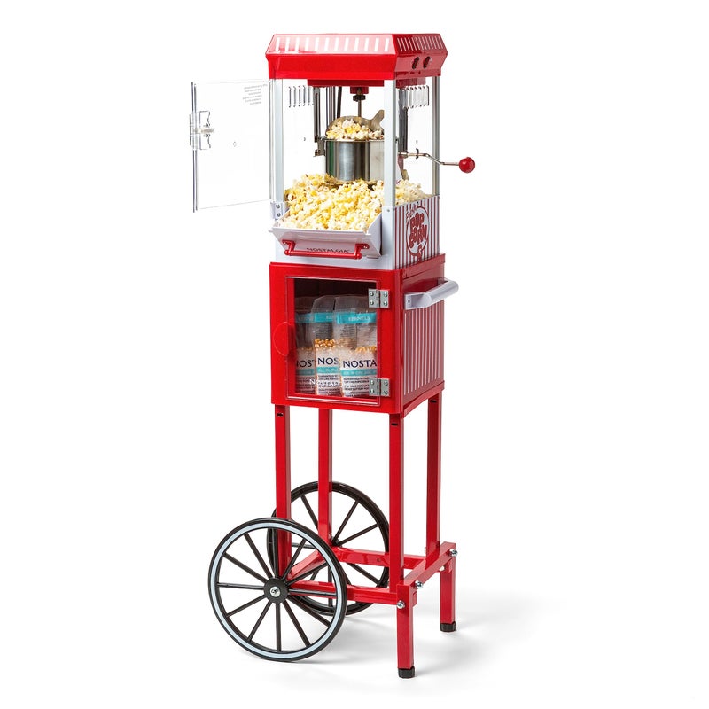 Nostalgia Popcorn Maker Machine - Professional Cart With 2.5 Oz Kettle Makes Up to 10 Cups - Vintage Popcorn Machine Movie Theater Style - Red & White - Image 1