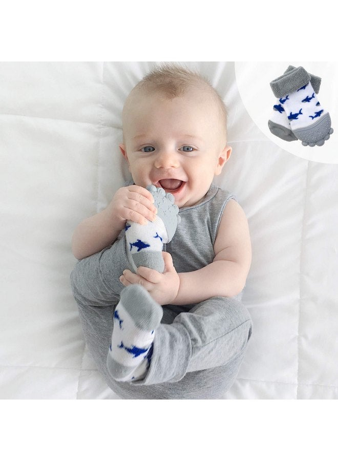 Nuby Nuby Soothing Teether Sock, Grey Shark, 5" - Image 1