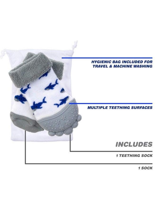 Nuby Nuby Soothing Teether Sock, Grey Shark, 5" - Image 4