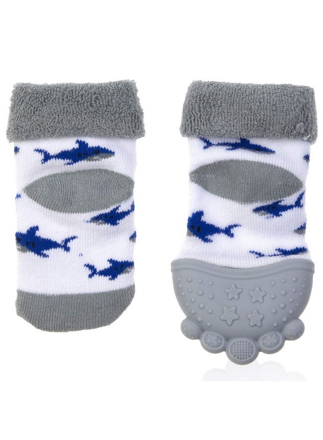 Nuby Nuby Soothing Teether Sock, Grey Shark, 5" - Image 2