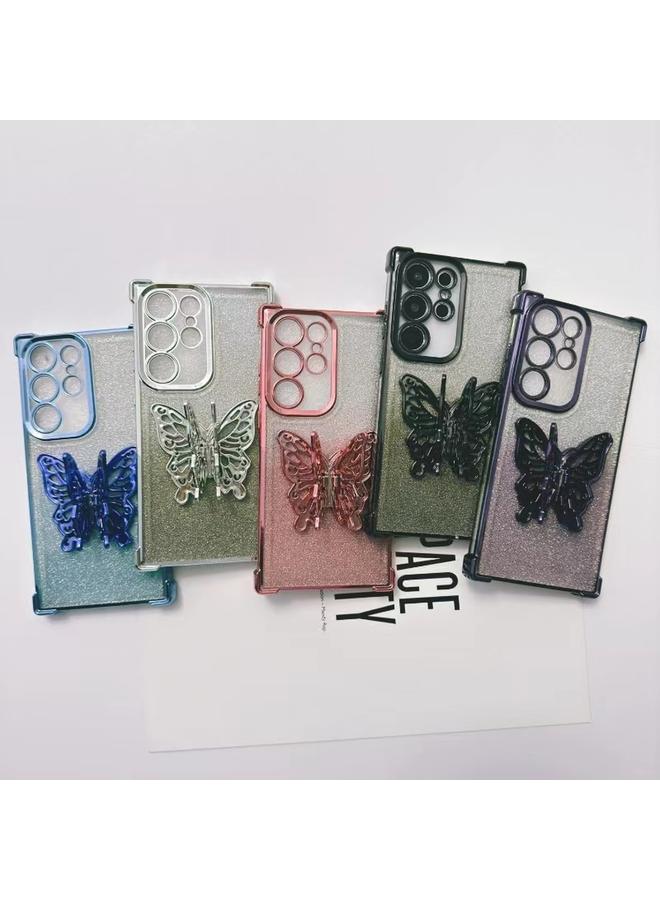 S-TOP Case For Samsung Galaxy A55 Electroplated Glitter 3D Butterfly Four-corner Shockproof TPU Phone Case - Image 2