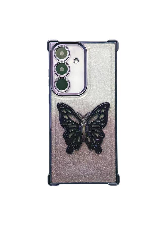 S-TOP Case For Samsung Galaxy A55 Electroplated Glitter 3D Butterfly Four-corner Shockproof TPU Phone Case - Image 1