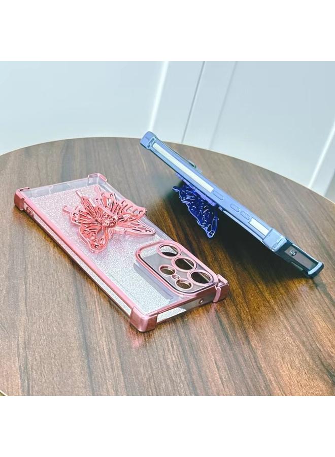 S-TOP Case For Samsung Galaxy A55 Electroplated Glitter 3D Butterfly Four-corner Shockproof TPU Phone Case - Image 3