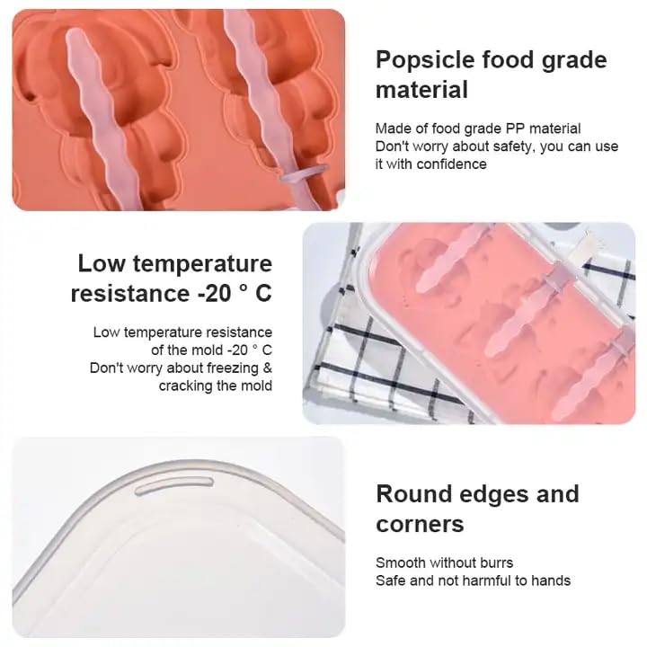 Evona DIY Cartoon Shape Silicone Ice Cream Mold with Sticks Homemade Popsicle Molds Flexible Silicone Ice Pop Molds Kids Cute Shapes Ice Pop Maker BPA Free 1 Pcs - Image 2