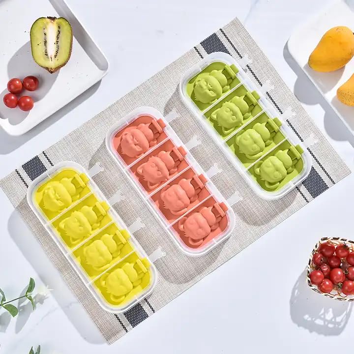 Evona DIY Cartoon Shape Silicone Ice Cream Mold with Sticks Homemade Popsicle Molds Flexible Silicone Ice Pop Molds Kids Cute Shapes Ice Pop Maker BPA Free 1 Pcs - Image 1