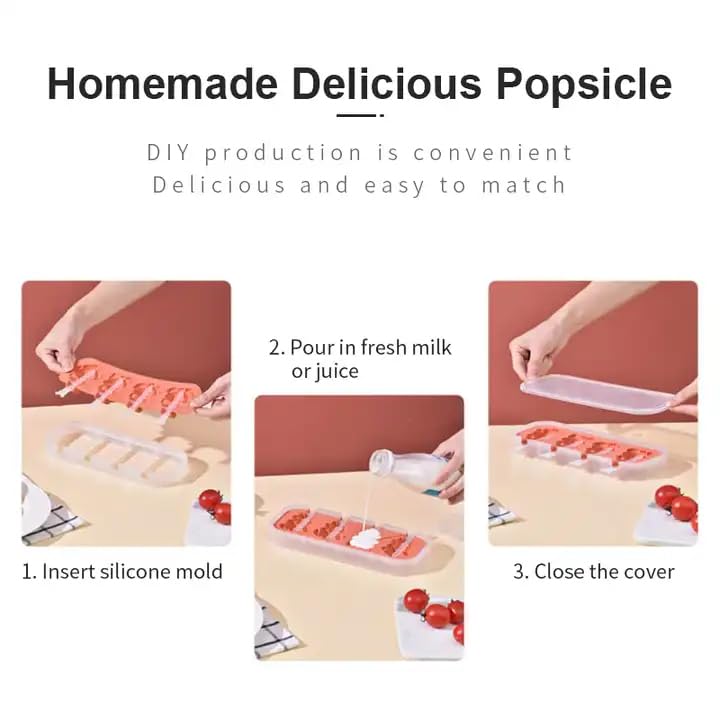 Evona DIY Cartoon Shape Silicone Ice Cream Mold with Sticks Homemade Popsicle Molds Flexible Silicone Ice Pop Molds Kids Cute Shapes Ice Pop Maker BPA Free 1 Pcs - Image 4
