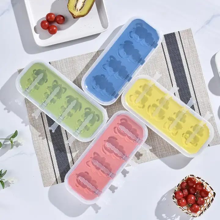 Evona DIY Cartoon Shape Silicone Ice Cream Mold with Sticks Homemade Popsicle Molds Flexible Silicone Ice Pop Molds Kids Cute Shapes Ice Pop Maker BPA Free 1 Pcs - Image 5