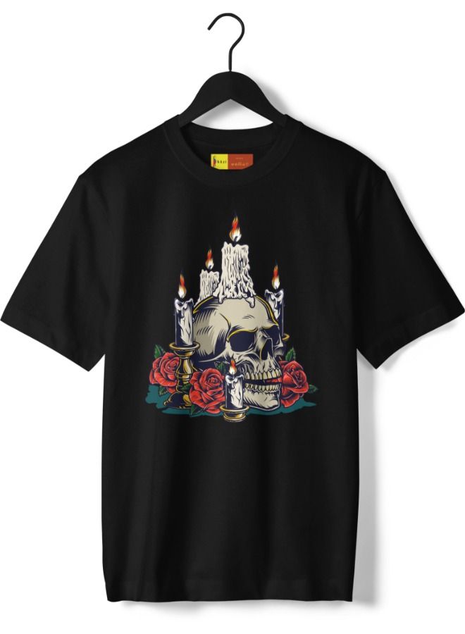 Oversize T-Shirt Candle and Rose and skull Unisex