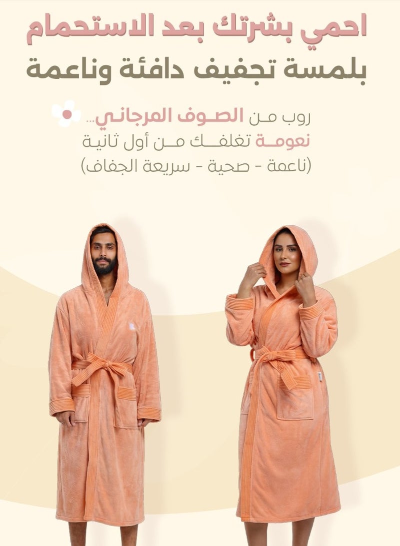 Relef Hooded Bathrobe for Men & Women, Ultra Soft Coral Fleece Robe, Quick Dry Absorbent Spa Bathrobe, Hotel Luxury Home Robe with Hood - Dark Blue - Image 5