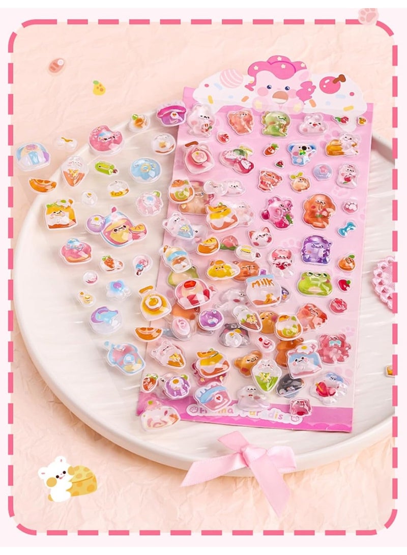 Beauenty 200 Pieces 3D Cartoon Sticker Sheet Cute Pattern Perfect Gift For Kids Classroom Rewards Scrapbook DIY 4 Sheets Total - Image 2